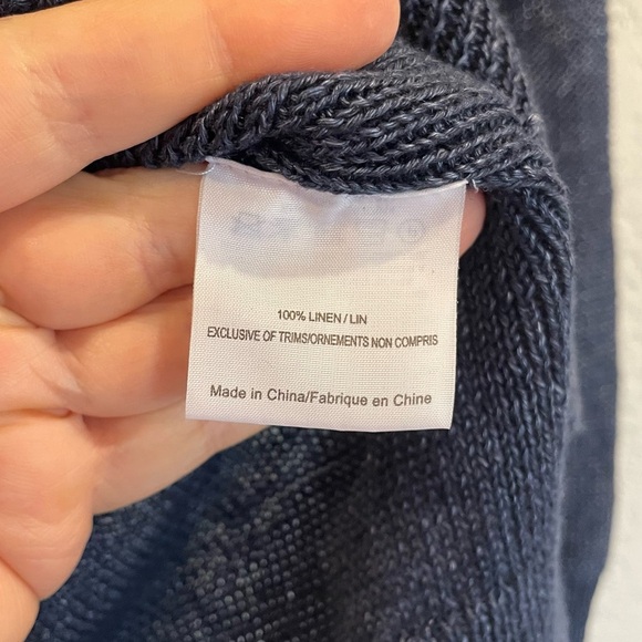 Tory Burch Orrin 100% Linen Sweater Tunic in Navy with Gold Hardware - Picture 4 of 4